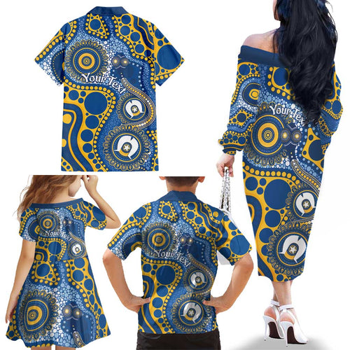 Eels NAIDOC Week 2026 Personalised Family Matching Off The Shoulder Long Sleeve Dress and Hawaiian Shirt 50 Years of Deadly Aboriginal Art