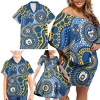 Eels NAIDOC Week 2026 Personalised Family Matching Off Shoulder Short Dress and Hawaiian Shirt 50 Years of Deadly Aboriginal Art