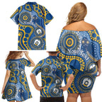 Eels NAIDOC Week 2026 Personalised Family Matching Off Shoulder Short Dress and Hawaiian Shirt 50 Years of Deadly Aboriginal Art