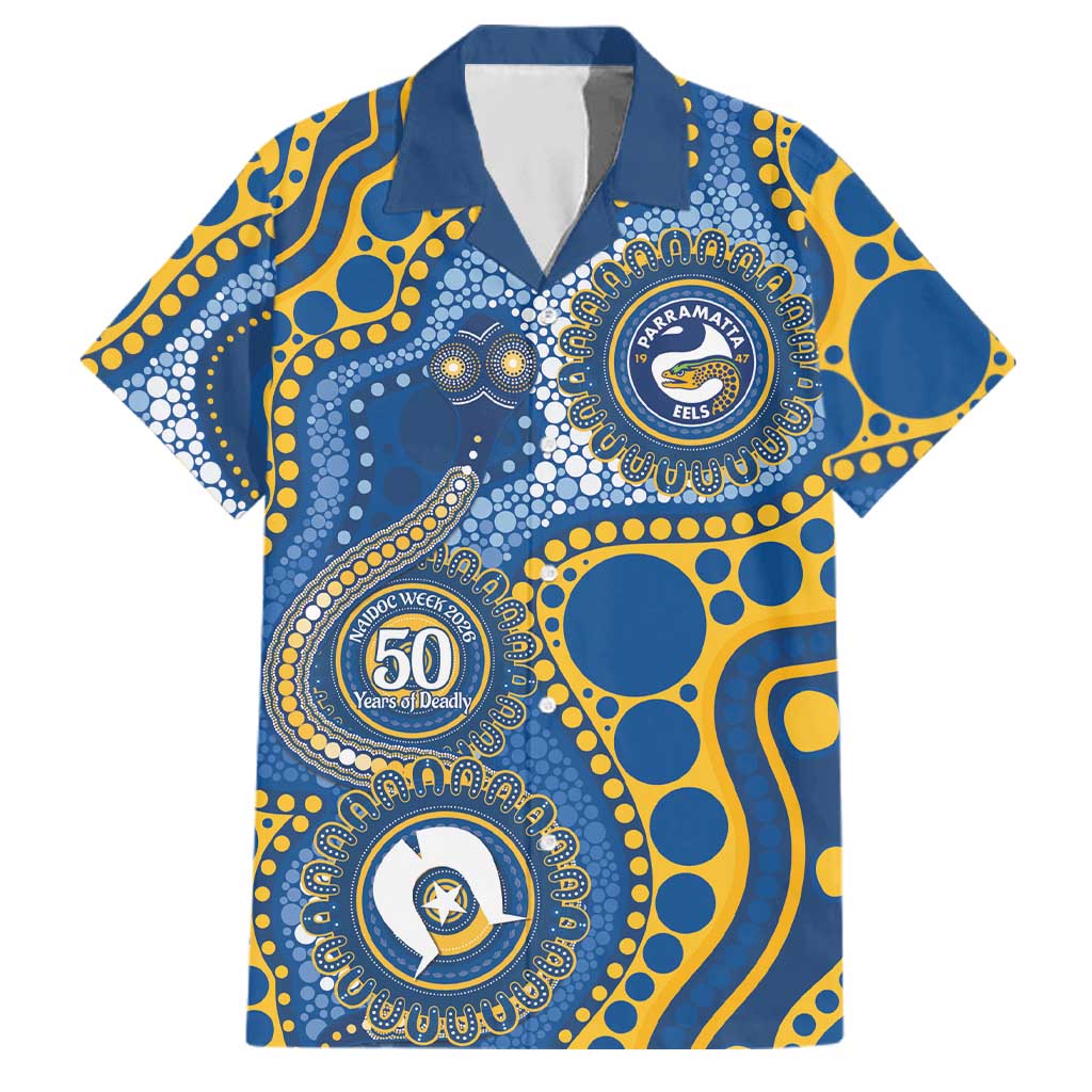 Eels NAIDOC Week 2026 Personalised Family Matching Puletasi and Hawaiian Shirt 50 Years of Deadly Aboriginal Art