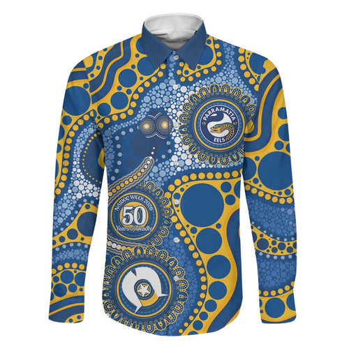 Eels NAIDOC Week 2026 Personalised Family Matching Short Sleeve Bodycon Dress and Hawaiian Shirt 50 Years of Deadly Aboriginal Art