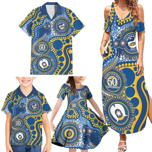 Eels NAIDOC Week 2026 Personalised Family Matching Summer Maxi Dress and Hawaiian Shirt 50 Years of Deadly Aboriginal Art