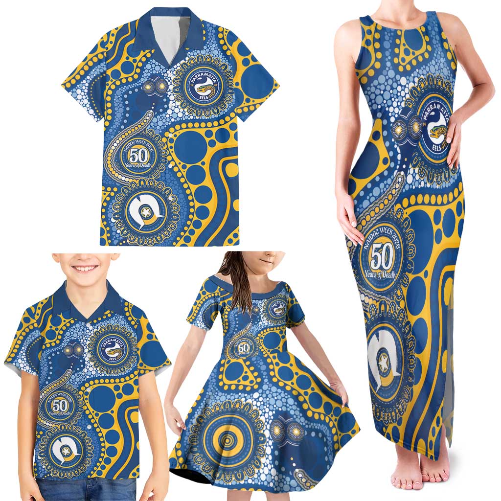 Eels NAIDOC Week 2026 Personalised Family Matching Tank Maxi Dress and Hawaiian Shirt 50 Years of Deadly Aboriginal Art