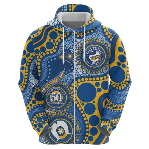 Eels NAIDOC Week 2026 Personalised Hoodie 50 Years of Deadly Aboriginal Art