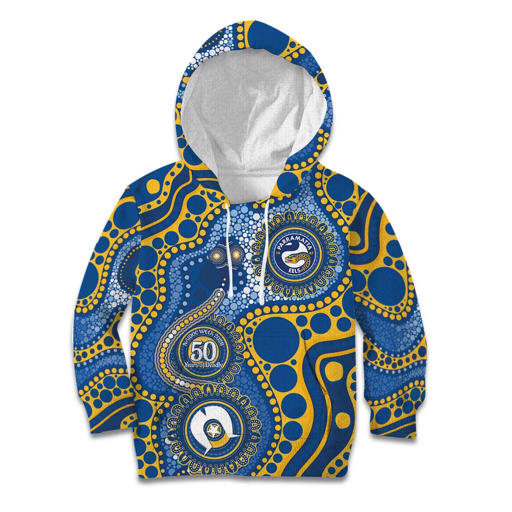 Eels NAIDOC Week 2026 Personalised Kid Hoodie 50 Years of Deadly Aboriginal Art