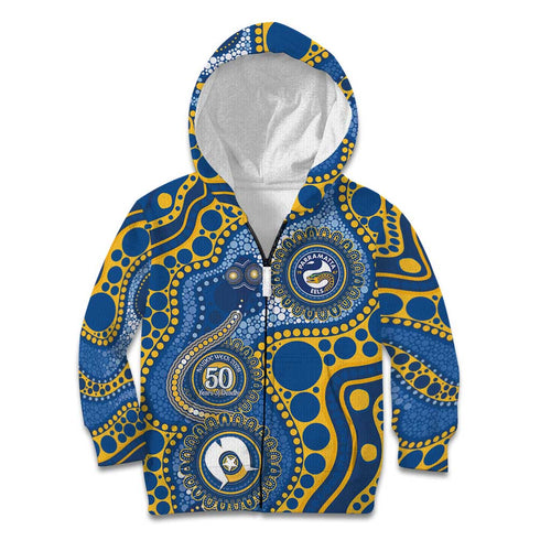 Eels NAIDOC Week 2026 Personalised Kid Hoodie 50 Years of Deadly Aboriginal Art