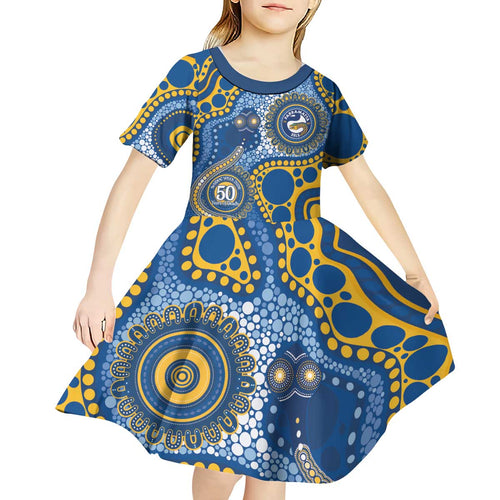 Eels NAIDOC Week 2026 Personalised Kid Short Sleeve Dress 50 Years of Deadly Aboriginal Art