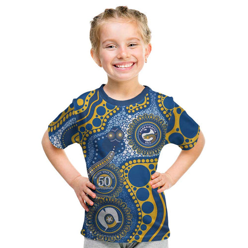 Eels NAIDOC Week 2026 Personalised Kid T Shirt 50 Years of Deadly Aboriginal Art