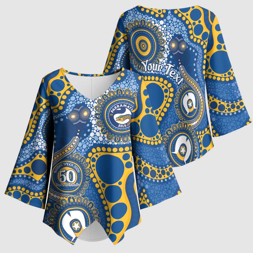 Eels NAIDOC Week 2026 Personalised Kimono Sleeve Blouse 50 Years of Deadly Aboriginal Art