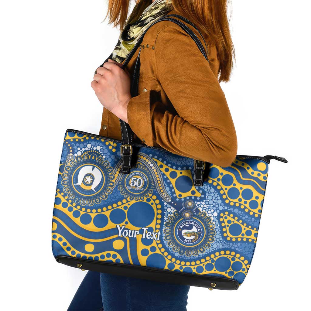 Eels NAIDOC Week 2026 Personalised Leather Tote Bag 50 Years of Deadly Aboriginal Art