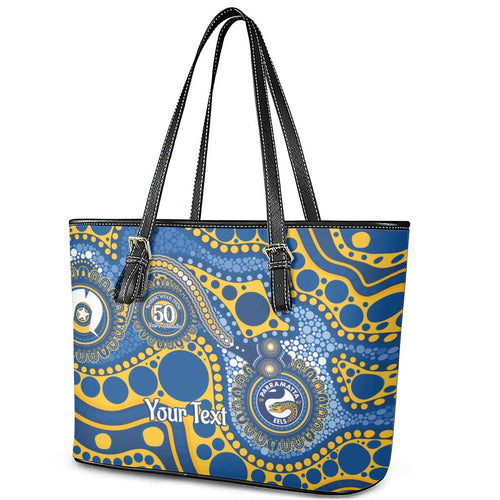 Eels NAIDOC Week 2026 Personalised Leather Tote Bag 50 Years of Deadly Aboriginal Art