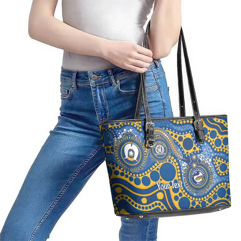 Eels NAIDOC Week 2026 Personalised Leather Tote Bag 50 Years of Deadly Aboriginal Art