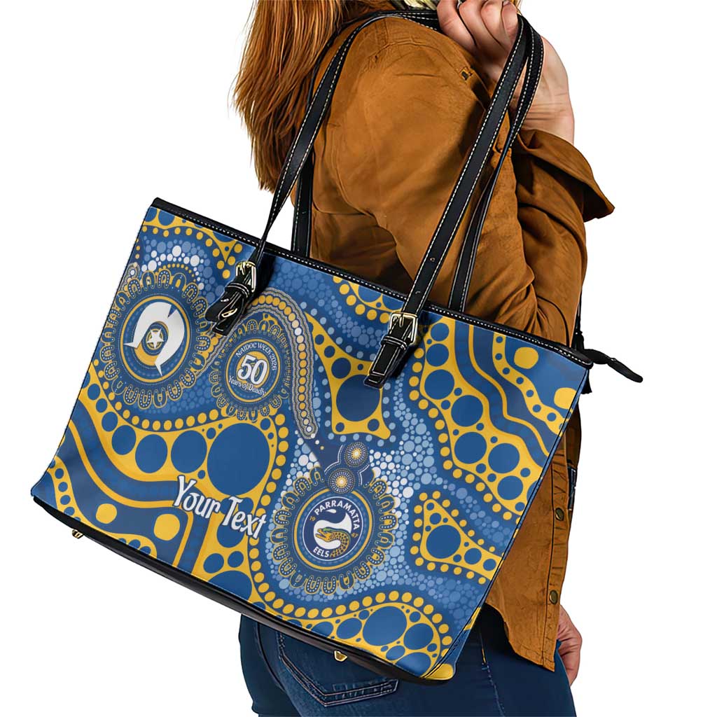 Eels NAIDOC Week 2026 Personalised Leather Tote Bag 50 Years of Deadly Aboriginal Art