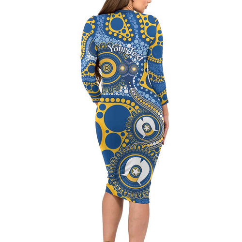 Eels NAIDOC Week 2026 Personalised Long Sleeve Bodycon Dress 50 Years of Deadly Aboriginal Art