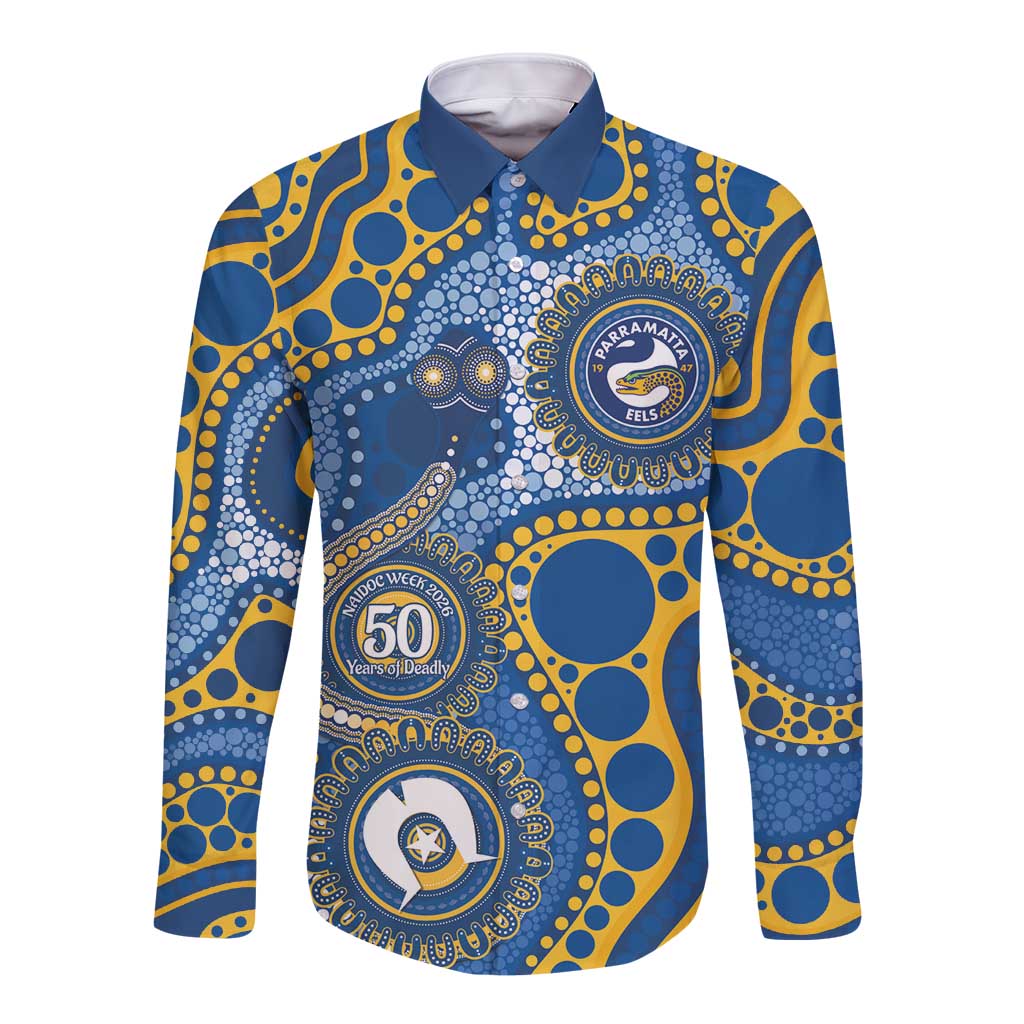 Eels NAIDOC Week 2026 Personalised Long Sleeve Button Shirt 50 Years of Deadly Aboriginal Art