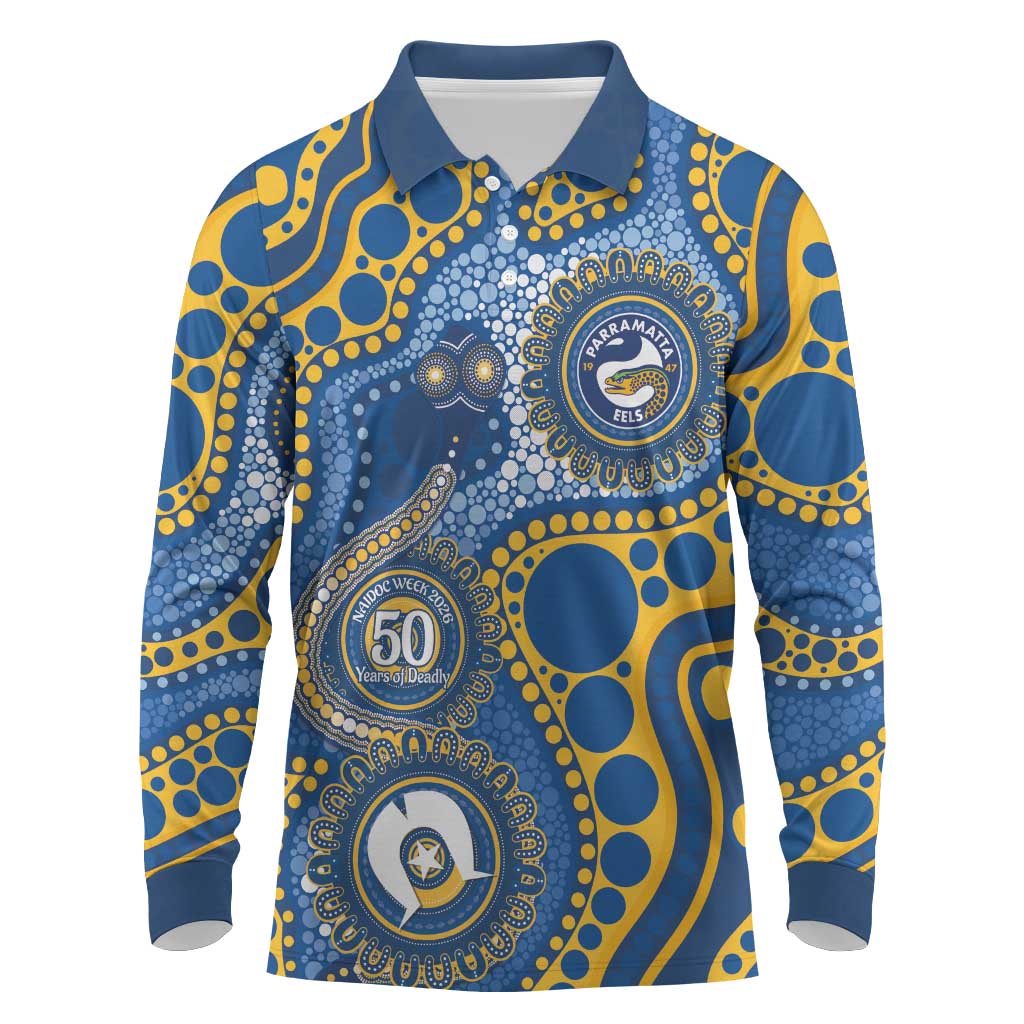 Eels NAIDOC Week 2026 Personalised Long Sleeve Polo Shirt 50 Years of Deadly Aboriginal Art