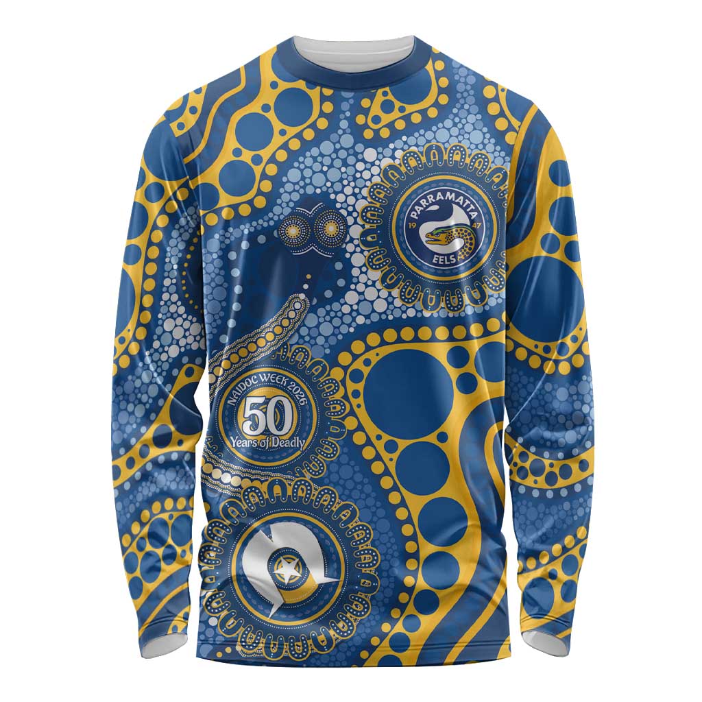 Eels NAIDOC Week 2026 Personalised Long Sleeve Shirt 50 Years of Deadly Aboriginal Art