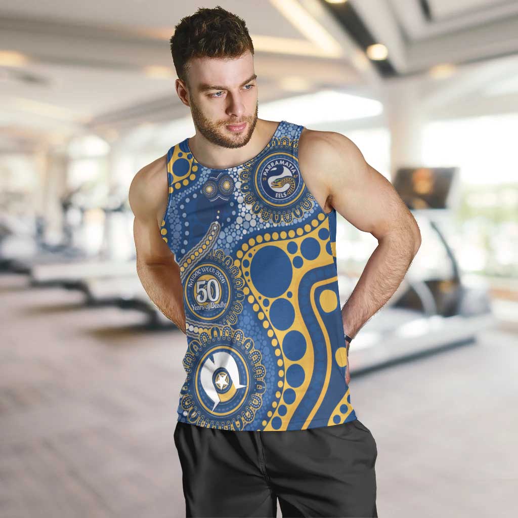 Eels NAIDOC Week 2026 Personalised Men Tank Top 50 Years of Deadly Aboriginal Art