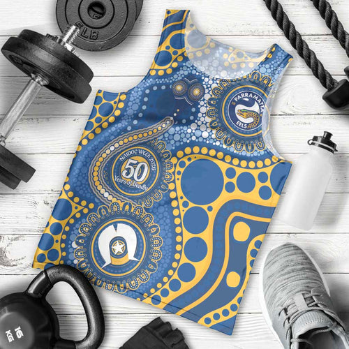 Eels NAIDOC Week 2026 Personalised Men Tank Top 50 Years of Deadly Aboriginal Art