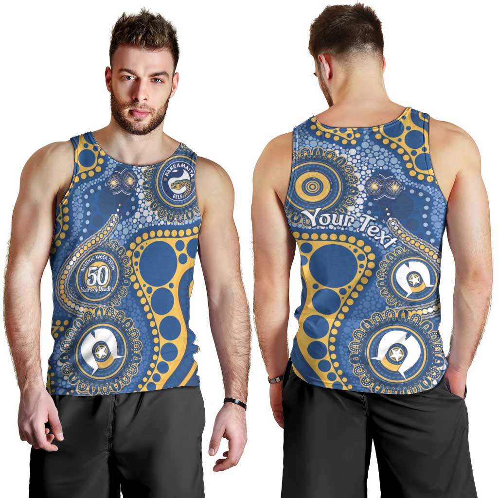 Eels NAIDOC Week 2026 Personalised Men Tank Top 50 Years of Deadly Aboriginal Art