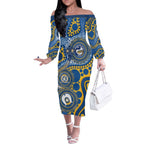 Eels NAIDOC Week 2026 Personalised Off The Shoulder Long Sleeve Dress 50 Years of Deadly Aboriginal Art