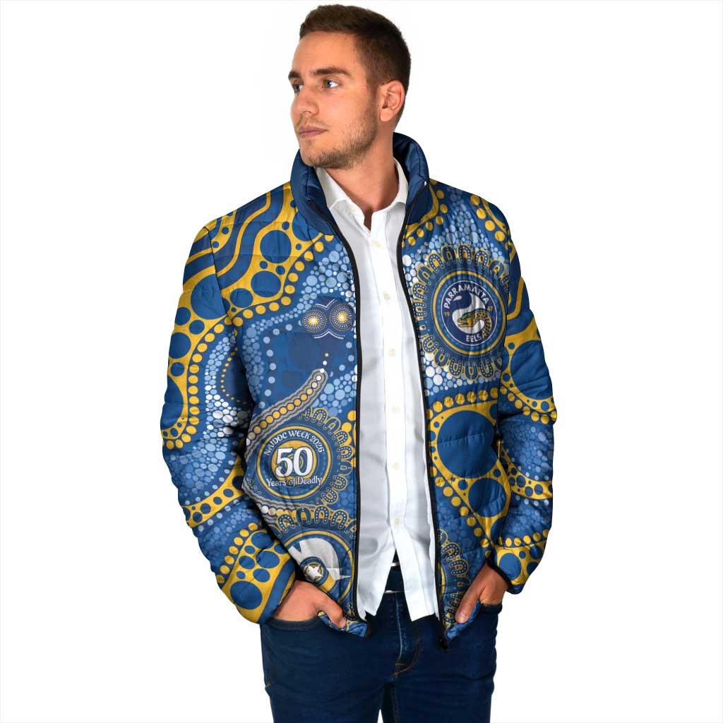 Eels NAIDOC Week 2026 Personalised Padded Jacket 50 Years of Deadly Aboriginal Art