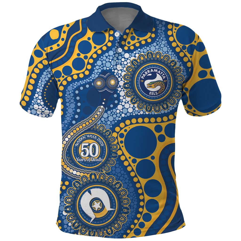 Eels NAIDOC Week 2026 Personalised Polo Shirt 50 Years of Deadly Aboriginal Art