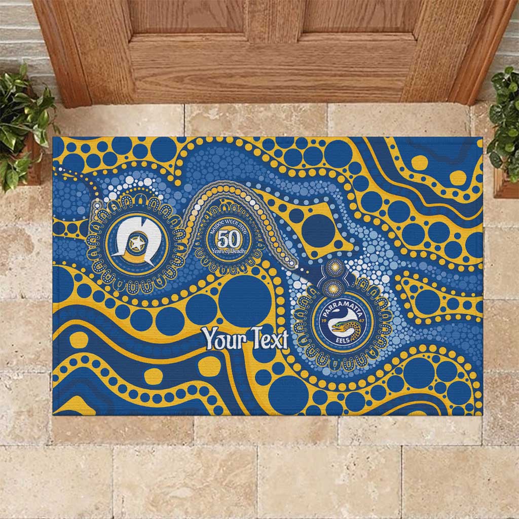 Eels NAIDOC Week 2026 Personalised Rubber Doormat 50 Years of Deadly Aboriginal Art