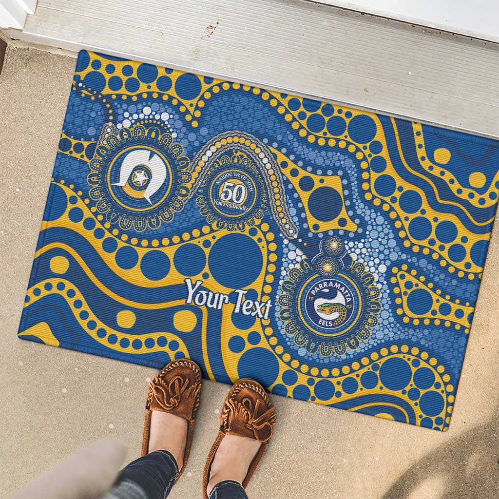 Eels NAIDOC Week 2026 Personalised Rubber Doormat 50 Years of Deadly Aboriginal Art