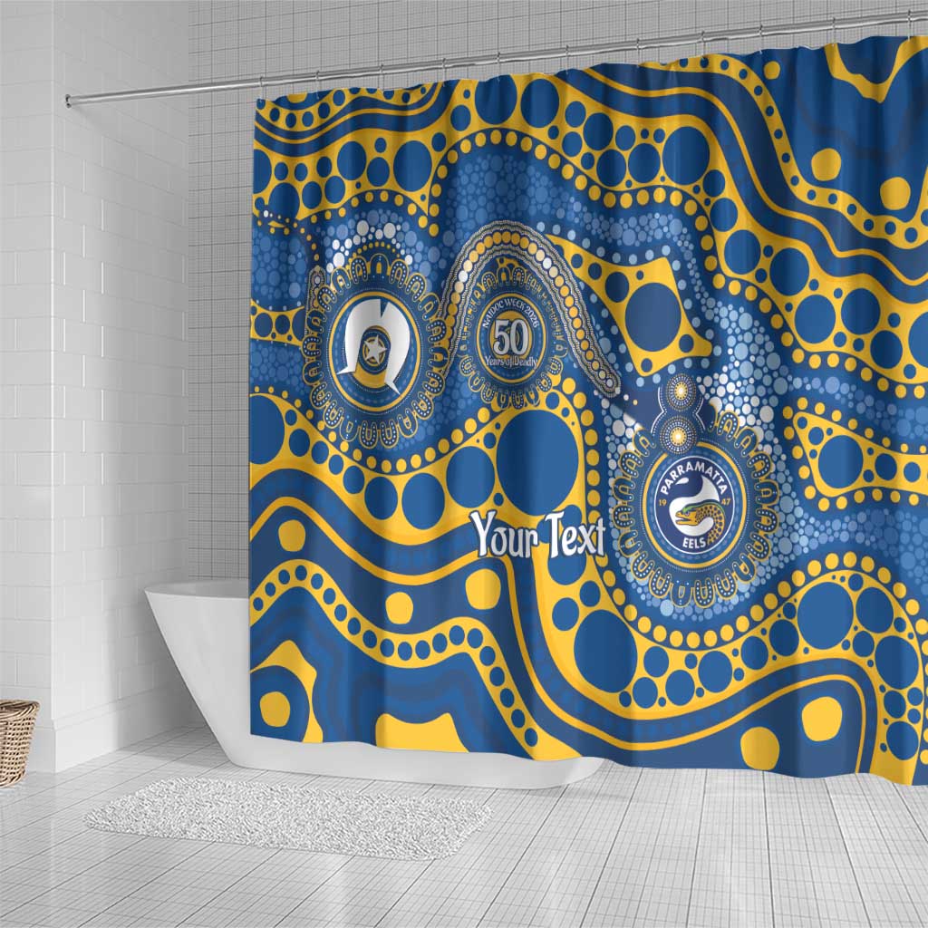 Eels NAIDOC Week 2026 Personalised Shower Curtain 50 Years of Deadly Aboriginal Art
