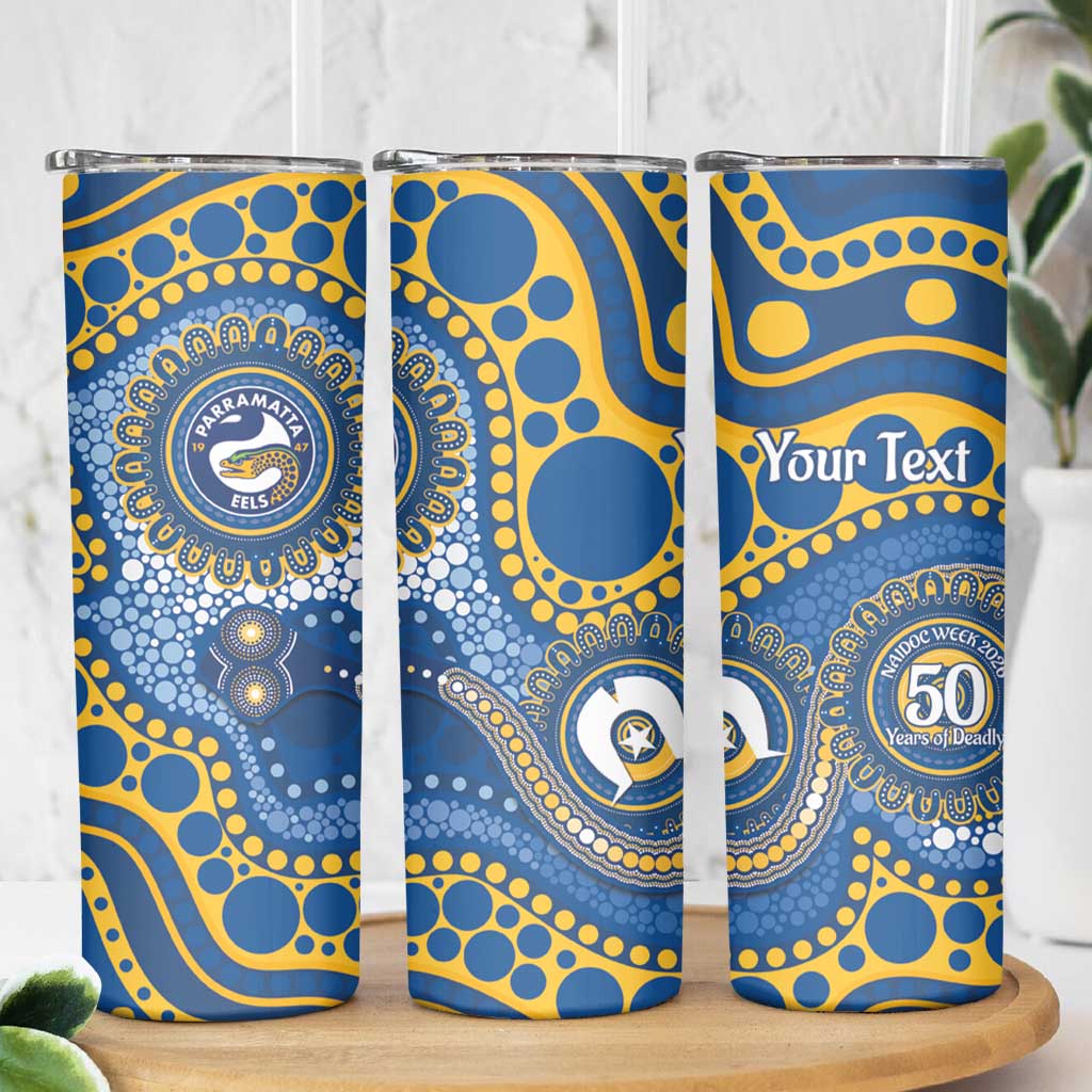 Eels NAIDOC Week 2026 Personalised Skinny Tumbler 50 Years of Deadly Aboriginal Art
