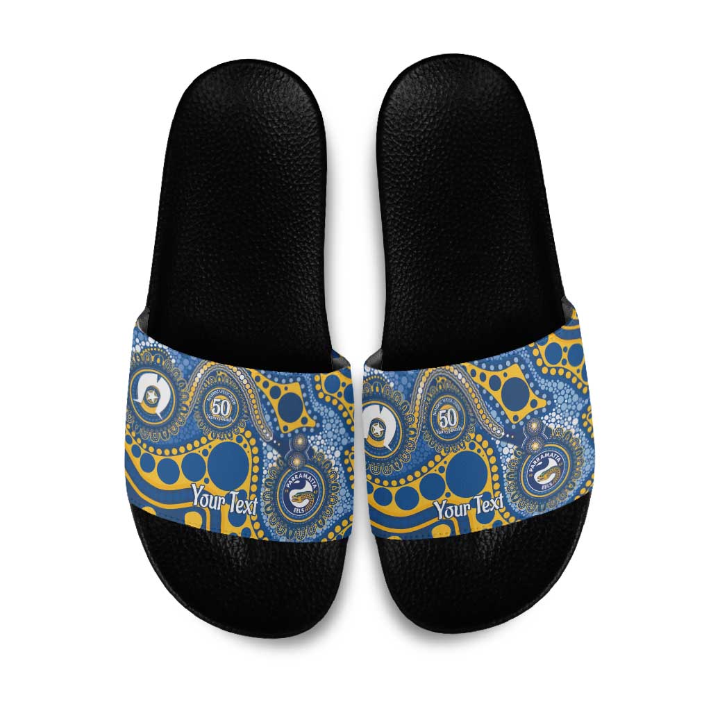Eels NAIDOC Week 2026 Personalised Slide Sandals 50 Years of Deadly Aboriginal Art