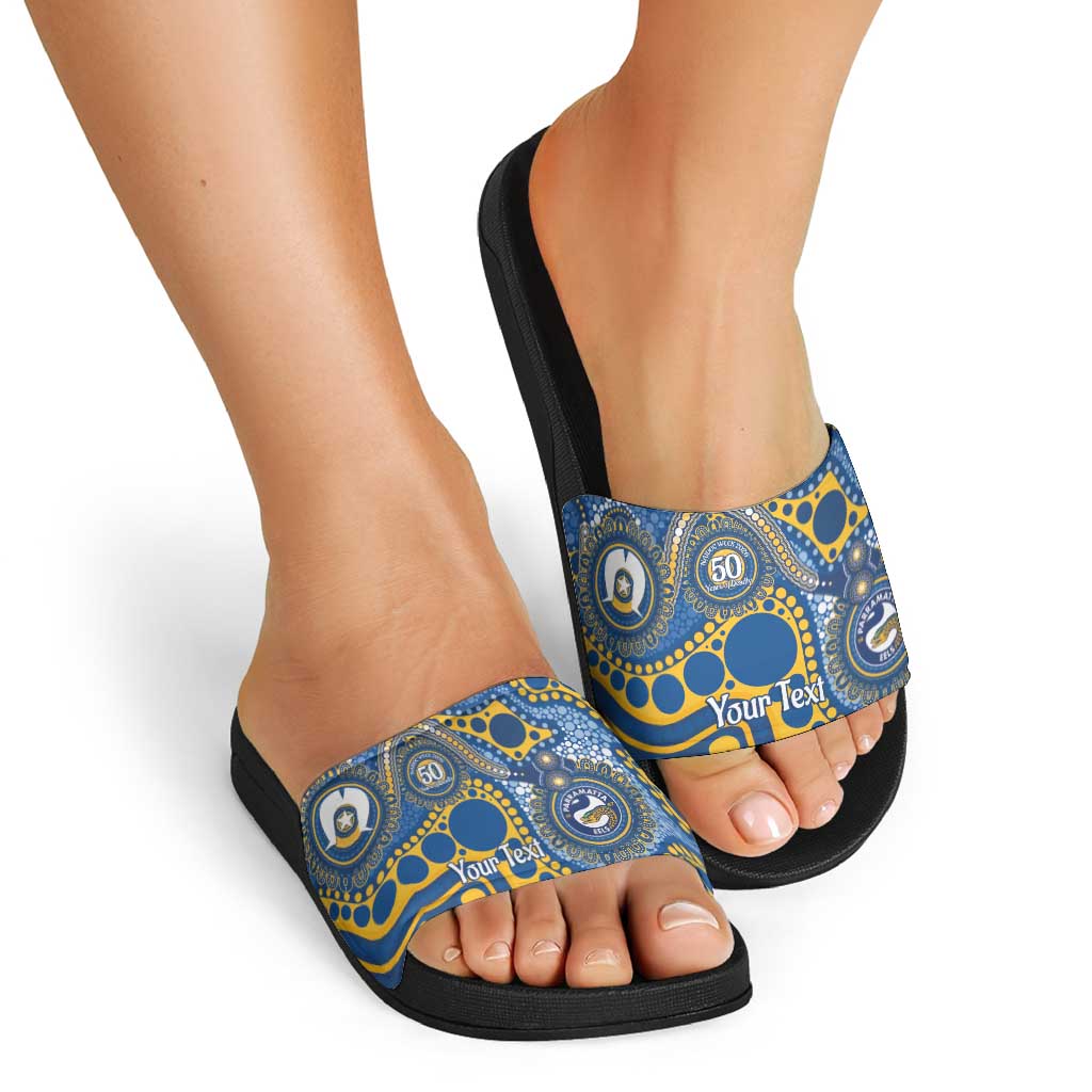 Eels NAIDOC Week 2026 Personalised Slide Sandals 50 Years of Deadly Aboriginal Art