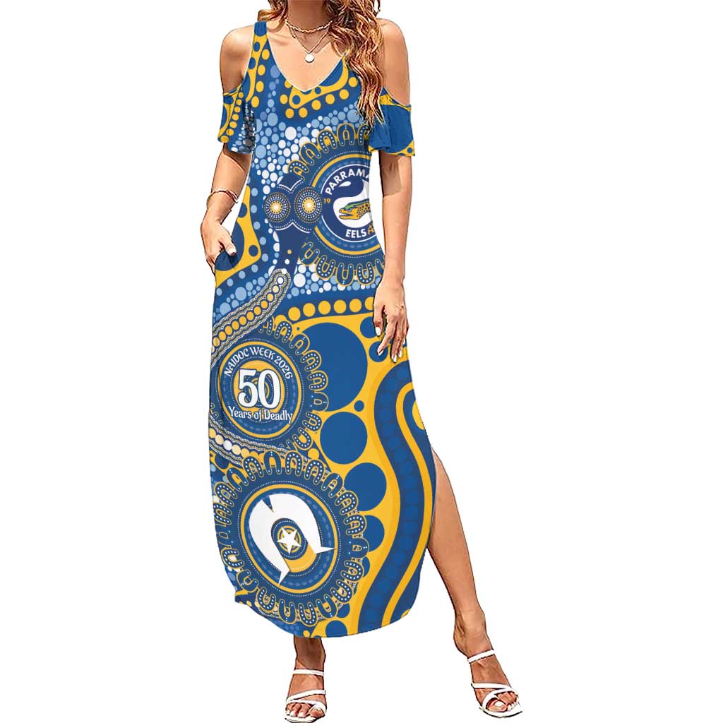 Eels NAIDOC Week 2026 Personalised Summer Maxi Dress 50 Years of Deadly Aboriginal Art