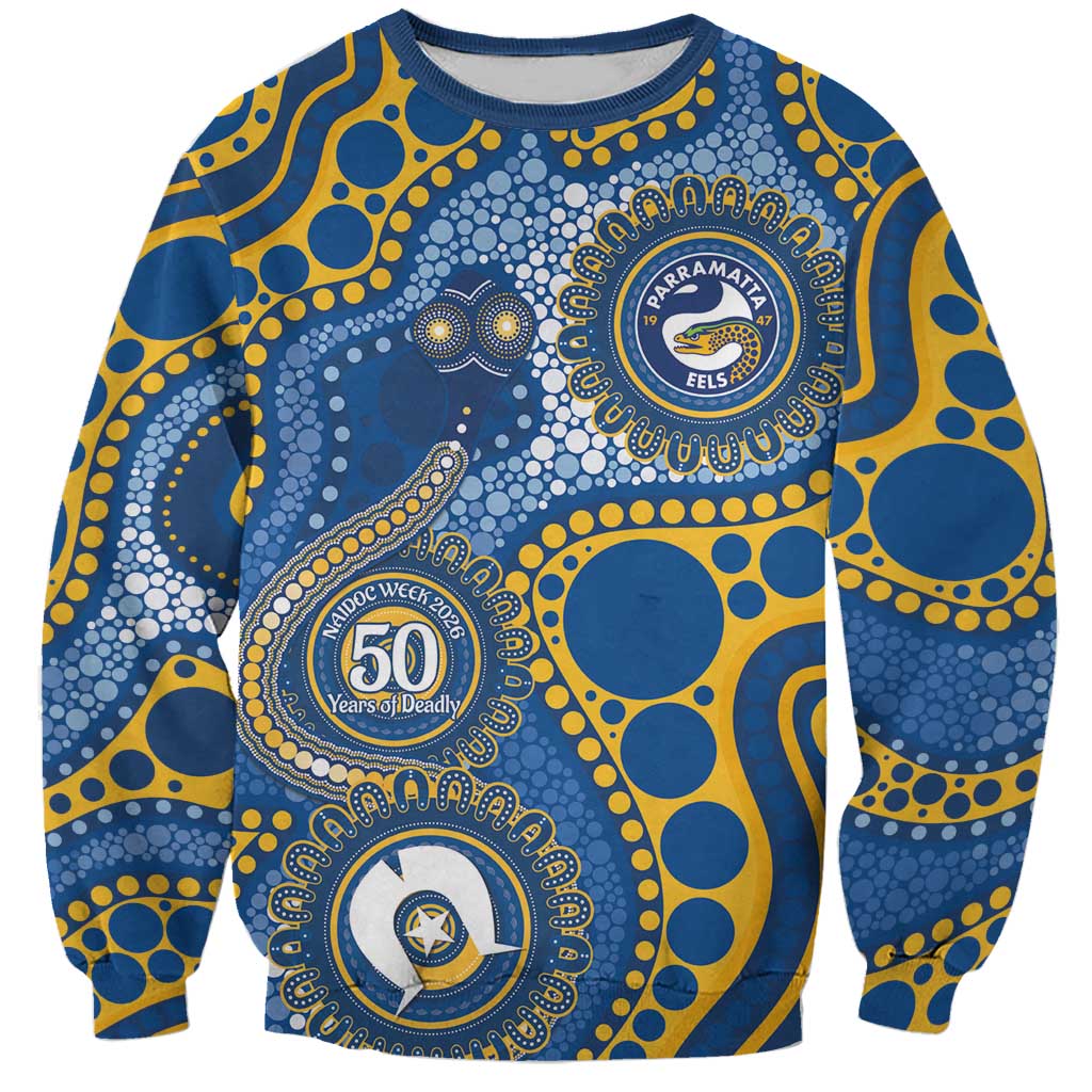 Eels NAIDOC Week 2026 Personalised Sweatshirt 50 Years of Deadly Aboriginal Art