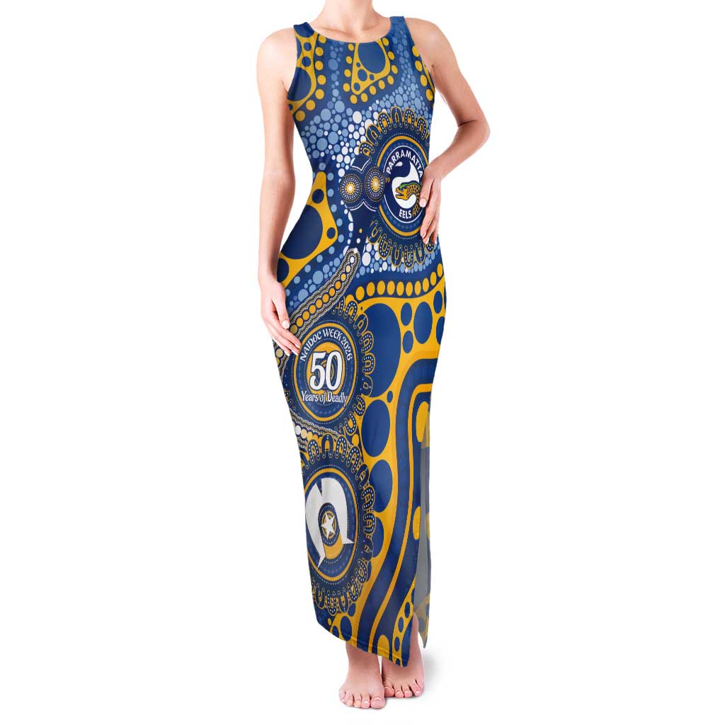 Eels NAIDOC Week 2026 Personalised Tank Maxi Dress 50 Years of Deadly Aboriginal Art