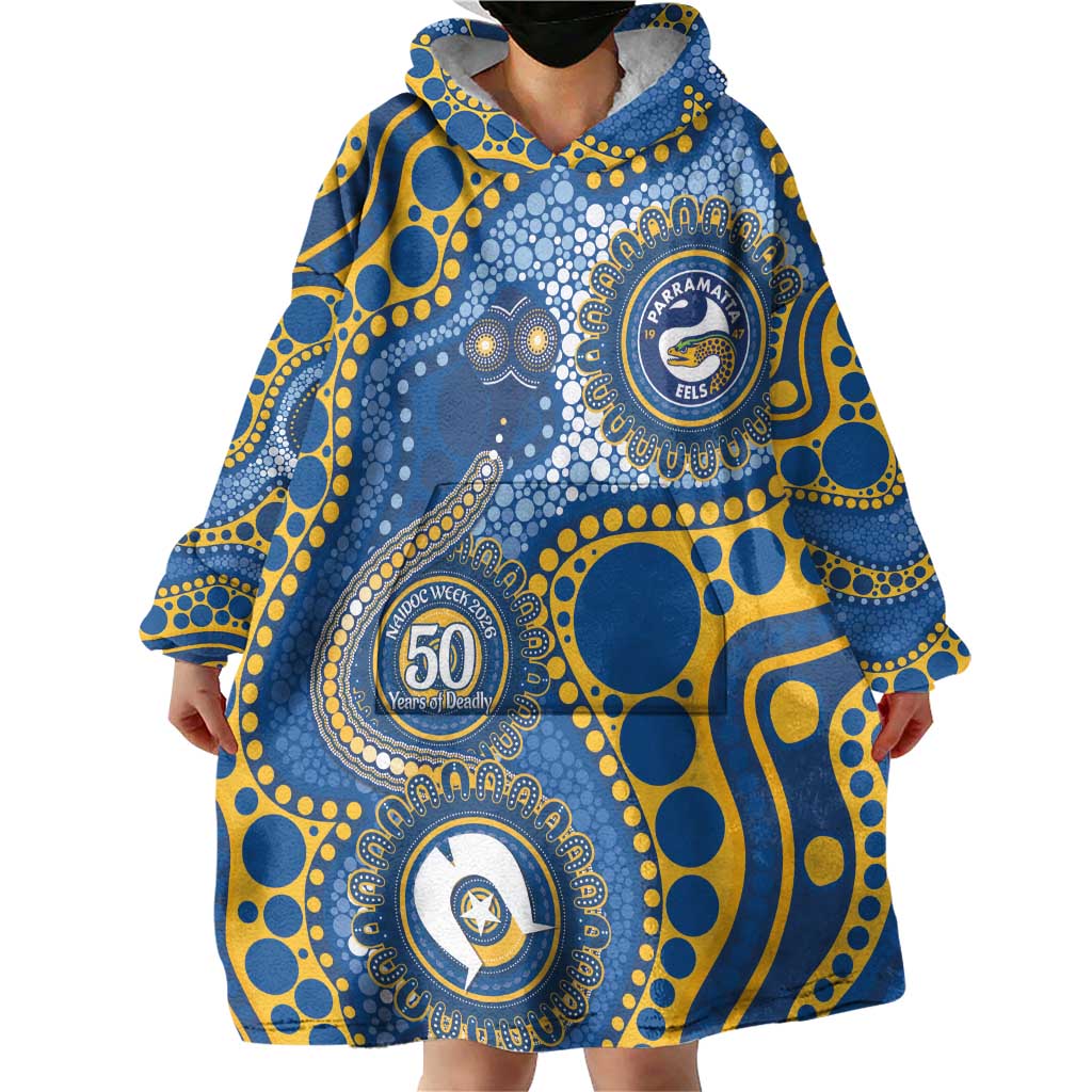 Eels NAIDOC Week 2026 Personalised Wearable Blanket Hoodie 50 Years of Deadly Aboriginal Art