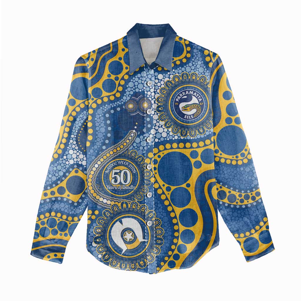 Eels NAIDOC Week 2026 Personalised Women Casual Shirt 50 Years of Deadly Aboriginal Art