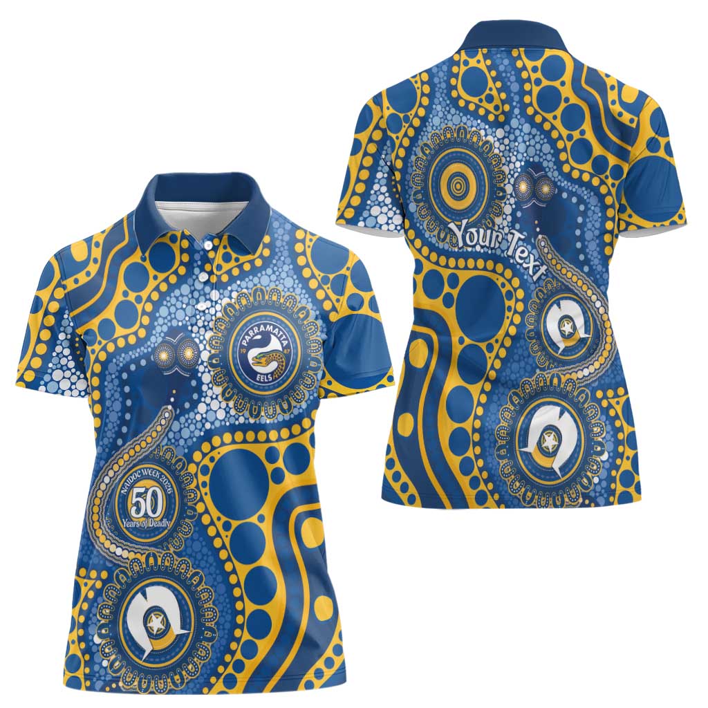 Eels NAIDOC Week 2026 Personalised Women Polo Shirt 50 Years of Deadly Aboriginal Art