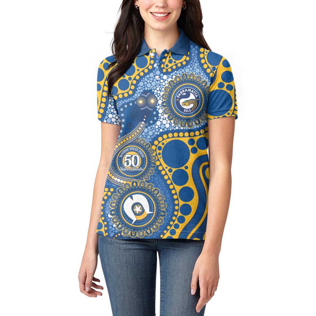 Eels NAIDOC Week 2026 Personalised Women Polo Shirt 50 Years of Deadly Aboriginal Art