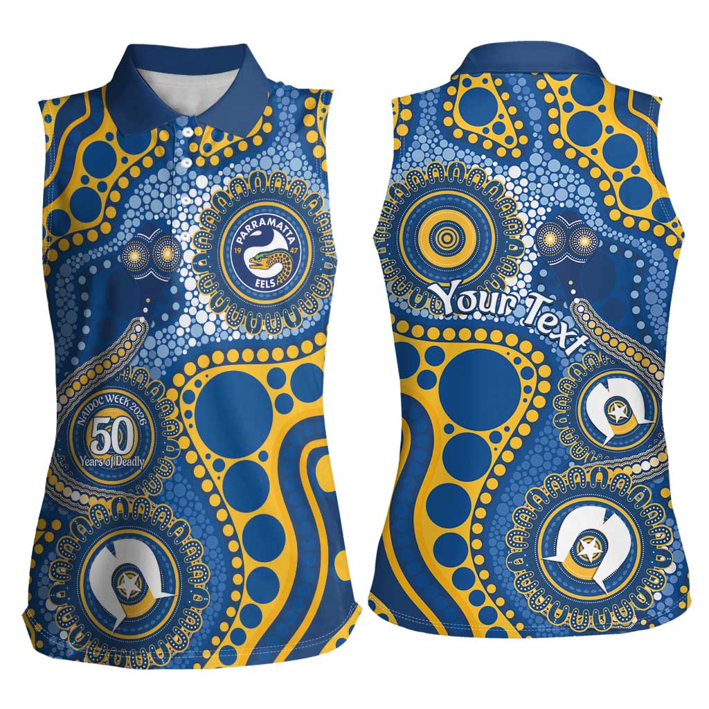 Eels NAIDOC Week 2026 Personalised Women Sleeveless Polo Shirt 50 Years of Deadly Aboriginal Art