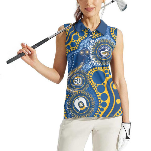 Eels NAIDOC Week 2026 Personalised Women Sleeveless Polo Shirt 50 Years of Deadly Aboriginal Art