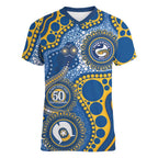 Eels NAIDOC Week 2026 Personalised Women V-Neck T-Shirt 50 Years of Deadly Aboriginal Art