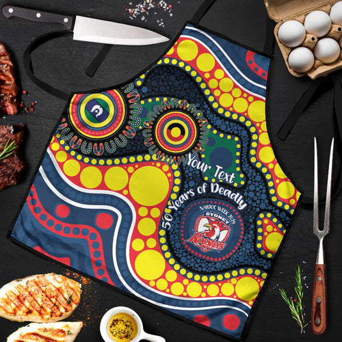 Roosters NAIDOC Week 2026 Personalised Apron 50 Years of Deadly Aboriginal Art