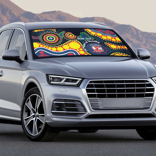Roosters NAIDOC Week 2026 Personalised Auto Sun Shade 50 Years of Deadly Aboriginal Art