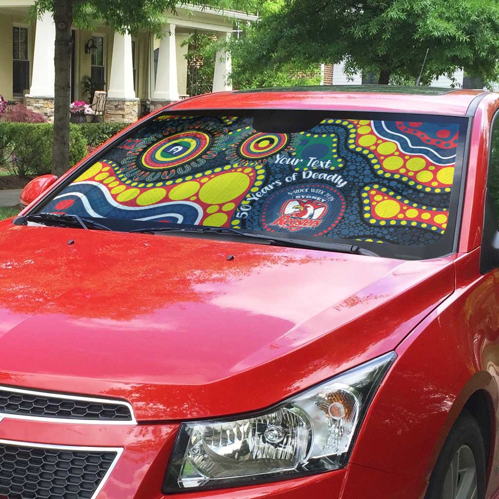 Roosters NAIDOC Week 2026 Personalised Auto Sun Shade 50 Years of Deadly Aboriginal Art