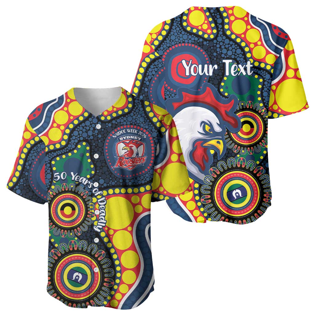 Roosters NAIDOC Week 2026 Personalised Baseball Jersey 50 Years of Deadly Aboriginal Art