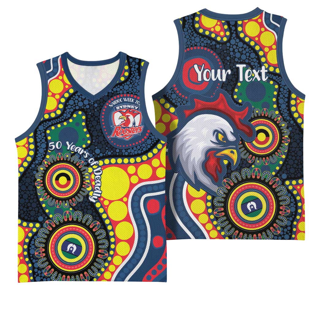 Roosters NAIDOC Week 2026 Personalised Basketball Jersey 50 Years of Deadly Aboriginal Art
