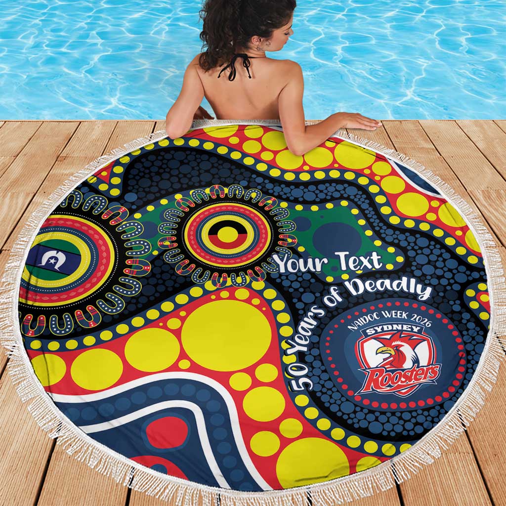 Roosters NAIDOC Week 2026 Personalised Beach Blanket 50 Years of Deadly Aboriginal Art