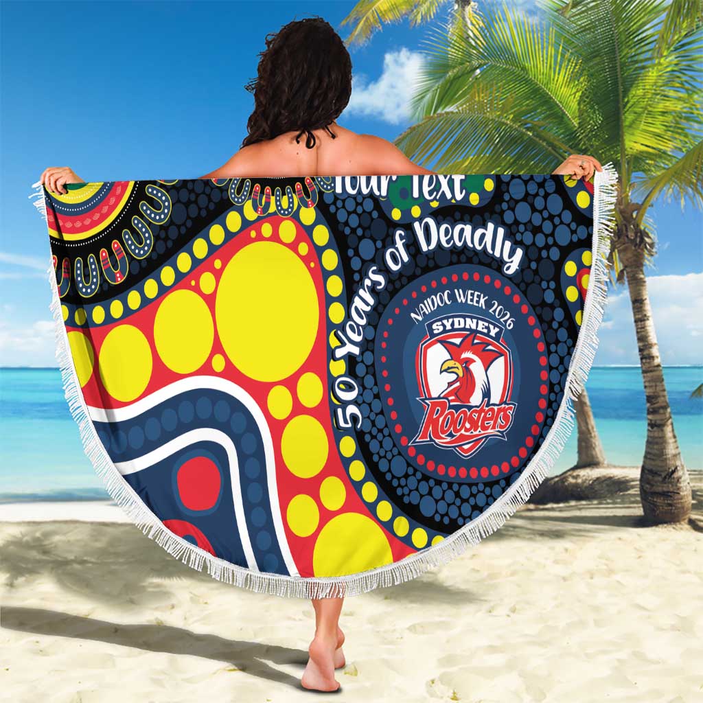 Roosters NAIDOC Week 2026 Personalised Beach Blanket 50 Years of Deadly Aboriginal Art